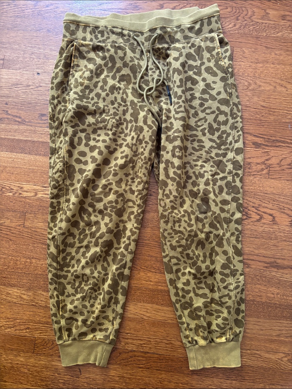Olive Green Leopard Print Joggers
